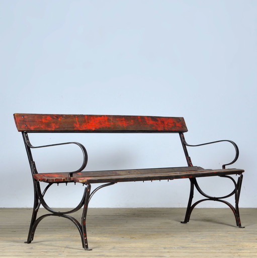 Banc de parc en fer riveté 1920