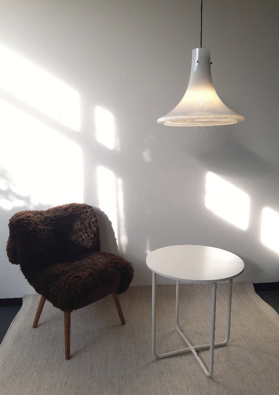 Image 1 of Glashütte Limburg glazen hanglamp model L4234, mondgeblazen streaky hanglamp XXL, jaren 70 glazen lamp