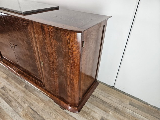 Image 1 of Art Decò oak sideboard for dining room with marble top