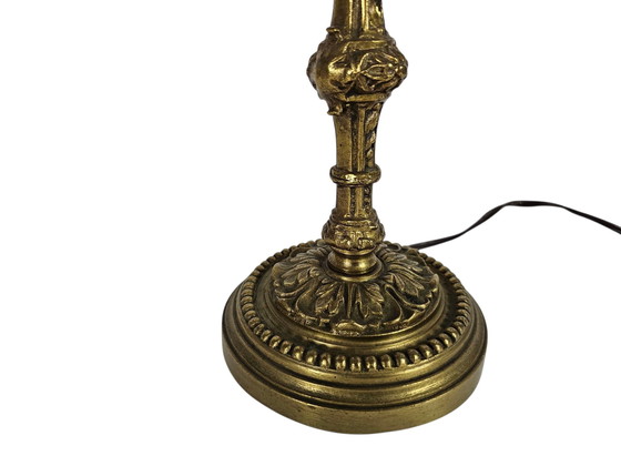 Image 1 of Art Deco stijl - gemarmerd glas - verguld - tafellamp - 3e kwart 20e eeuw 