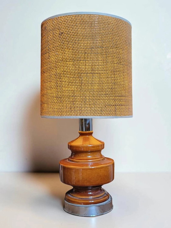 Vintage table lamp in glazed ceramic and chrome metal – 1970s – Porcelain (photo 6 of 9)