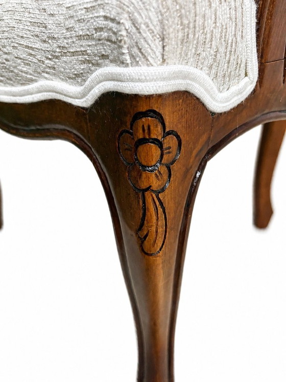 Image 1 of Restored Louis XV Style Armchair with Carved Wood and Light Upholstery