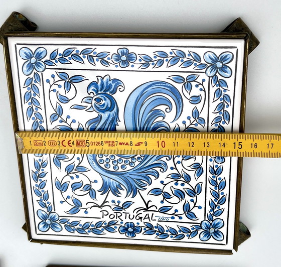 Image 1 of Four framed ceramic tiles – Delft/Makkum style – Hand-painted – Netherlands, 20th century