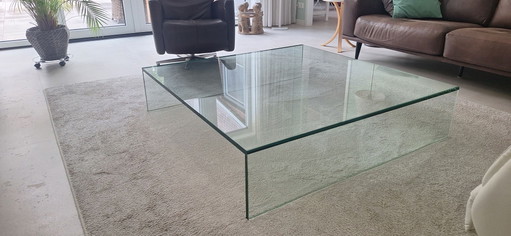 Design glass Coffee table S6 square - Henk Vos for Maupertuus/van Beek; dimensions 130x130xheight 30 cm
