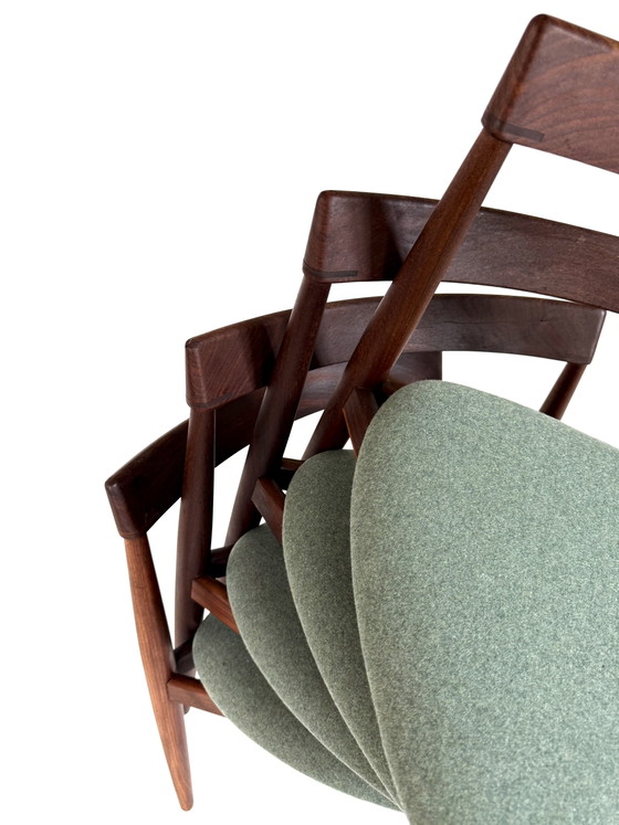 4x Restored ‘Roundette’ Dining chairs, Frem Rølje ‘60 – Wood, Wool (photo 12 of 15)