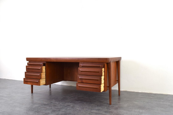 Image 1 of Danish Teak Freestanding Desk by Ib Kofod-Larsen for Faarup Møbelfabrik, 1960s