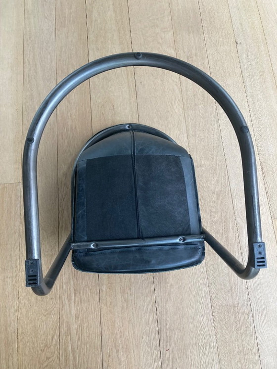 Image 1 of 8 sedie da pranzo in metallo con seduta in pelle