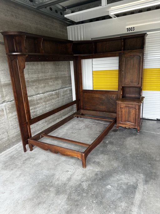 Solid wood library bed - French work from the 1950s