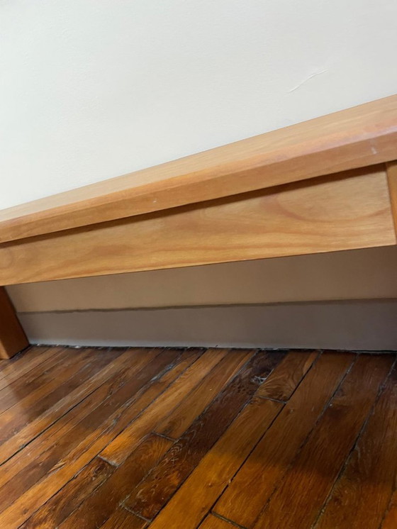 Image 1 of Massief grenen bank, honingkleurige wasafwerking, 140x38x45 cm, vintage eetkamerbank