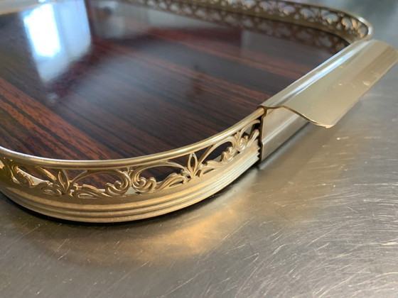 Image 1 of Vintage Italian Formica and Gilted Brass Serving Tray, 1950s