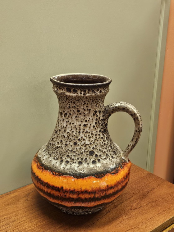 Ü-keramiek Orange West Germany Vintage Handled Vase, Ceramic, Brown (photo 5 of 12)