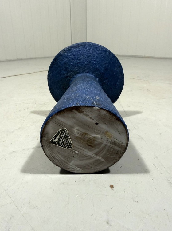 Image 1 of Blauwe aardewerk kandelaar 1960’s