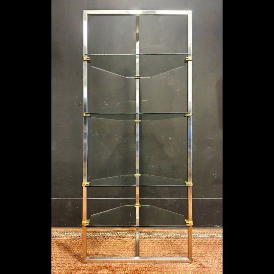 Image 1 of Vintage 80s Design Glass/Steel Display Cabinet by Peter Ghyczy (Dutch Design) Glass Wall Shelves