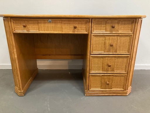 Bureau unique en rotin de roseau fendu ou en crayon, style Vivai del Sud