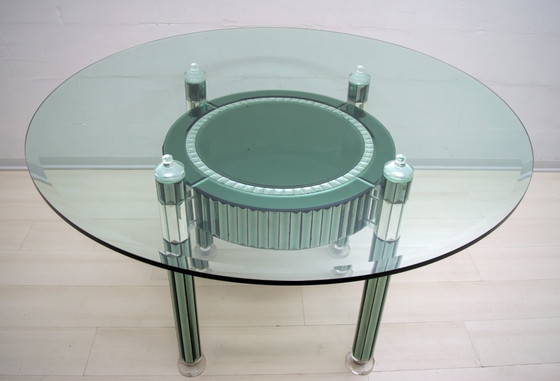 Image 1 of Zelino Poccioni Italian Modern Round Dining Table Mirrored Crystal for Mp2