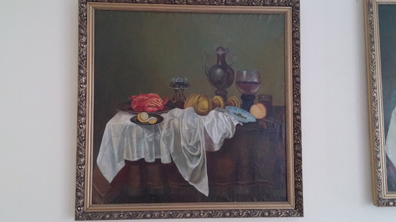 Image 1 of Groot klassiek stilleven, olieverfschilderij, 1999 – Ingelijst origineel kunstwerk