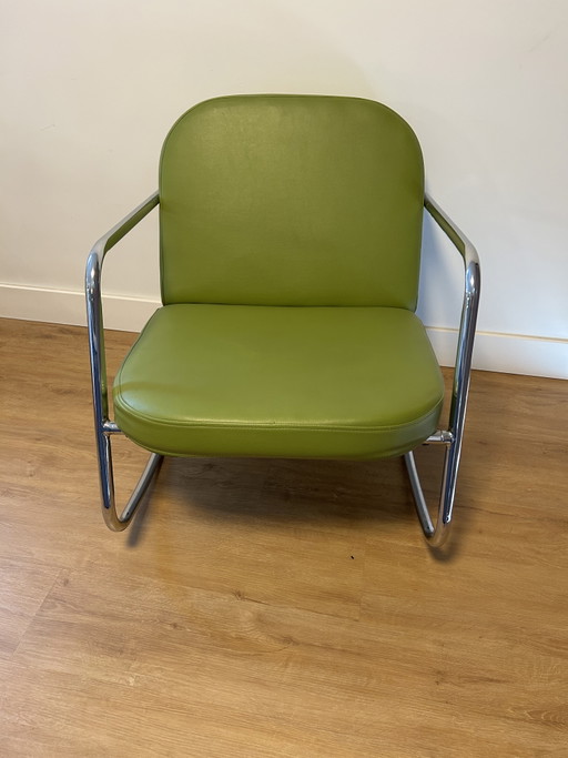 Vintage Schaukelstühle aus verchromtem Kunstleder – schommelstoelen, Metal, Chrome