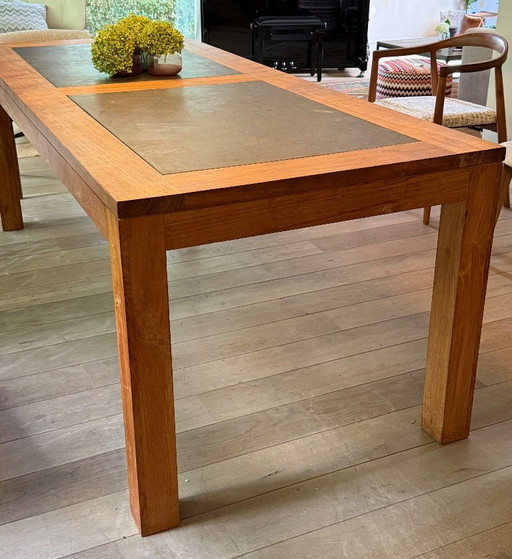 Tavolo da pranzo per interni o esterni in legno/teak/pietra blu – eettafels, Stone, Wood