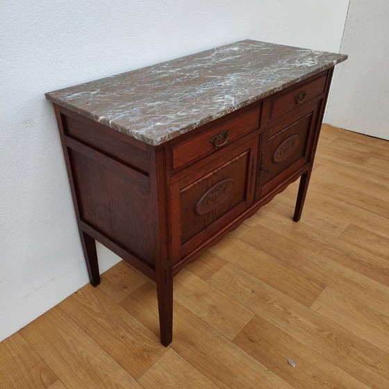 Image 1 of Vintage antique sideboard, wall unit, chest of drawers, bathroom vanity with marble top