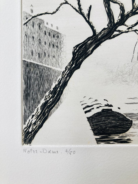 Image 1 of Yves Tregan - Vintage Etching - Paris Notre-Dame