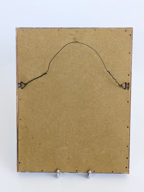 Image 1 of Ricamo vintage incorniciato con scena di giardino primaverile, arazzo da parete per arredamento in stile cottage.