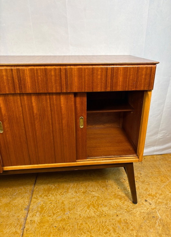 Image 1 of Mid-Century Retro Vintage Teak Cocktail Credenza / Sideboard by Beautility 1950  Elegant Cocktail Cabinet • Exceptional Teak Gra