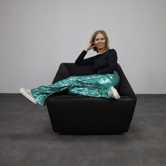 Image 1 of Postmoderne leren fauteuil op wielen van Cor