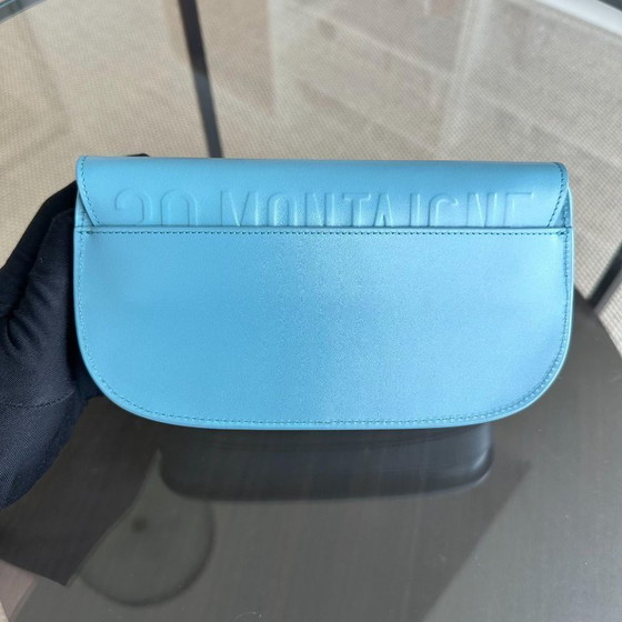Image 1 of DIOR BOBBY EAST WEST - SCHOUDERTAS VAN GLAD KALFSLEER MET BLAUW-GOUDEN BESLAG