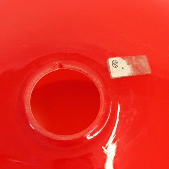Image 1 of Plafón de cristal opalino rojo de mediados de siglo, Opp Jihlava, Checoslovaquia, 1960