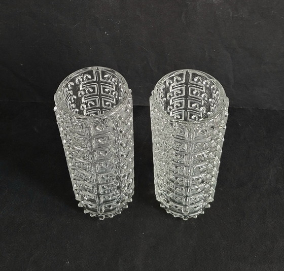 Image 1 of František Pečený Sklo Union Hermanova Hut 2 vintage vases. Candle wax vases from the 1970s.