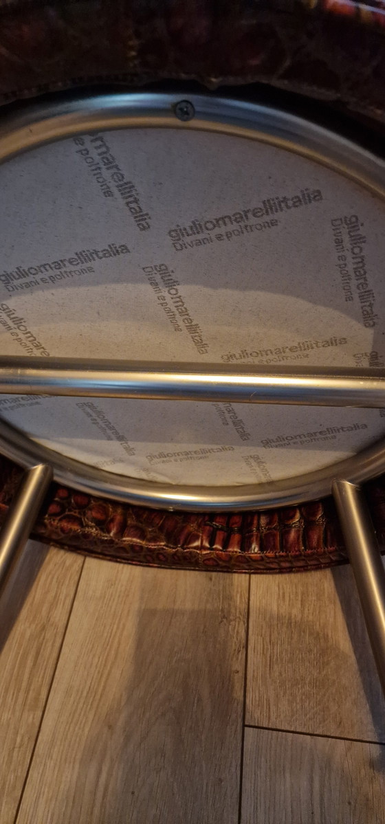 Image 1 of Croco leren stoel uit de Giulio Marelli fabriek van ontwerper Giuliano Cappelletti