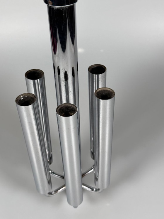 Image 1 of Kroonluchter uit de jaren 60/70 van Gaetano Sciolari voor Sciolari Chrome Design.