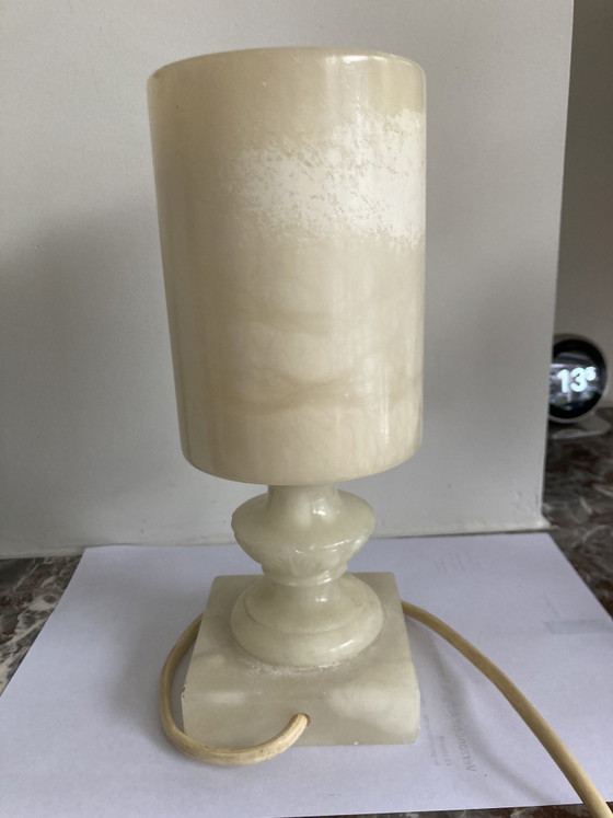Alabaster table lamp marble vintage fixer-upper – Stone (photo 4 of 7)
