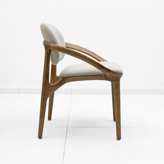 Image 1 of Set of Six Italian Contemporary Dining Chairs with Sculptural Curved Frame