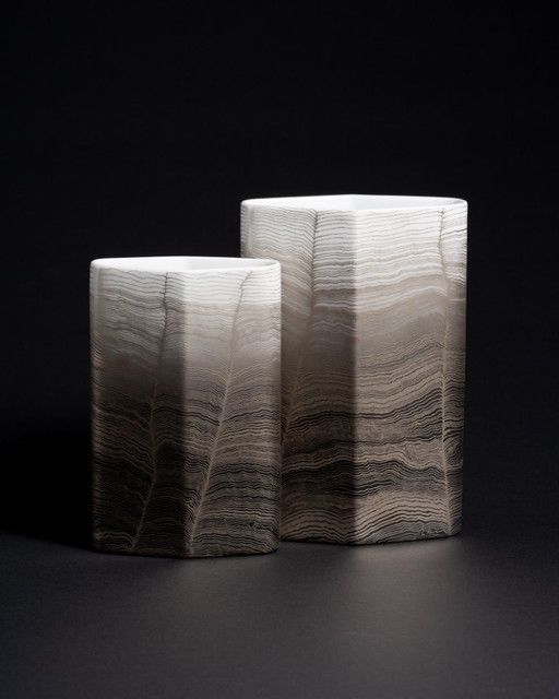 Glam Chic Vintage Rare Alain Le Foll × Rosenthal "Chiffon" Porcelain Vase Duo