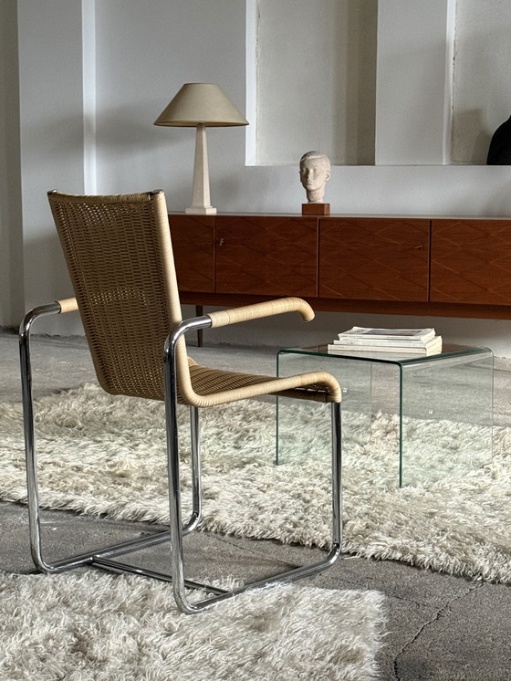 Image 1 of 2 sedie a sbalzo TECTA D20, sedia a dondolo, rattan cromato, anni '80