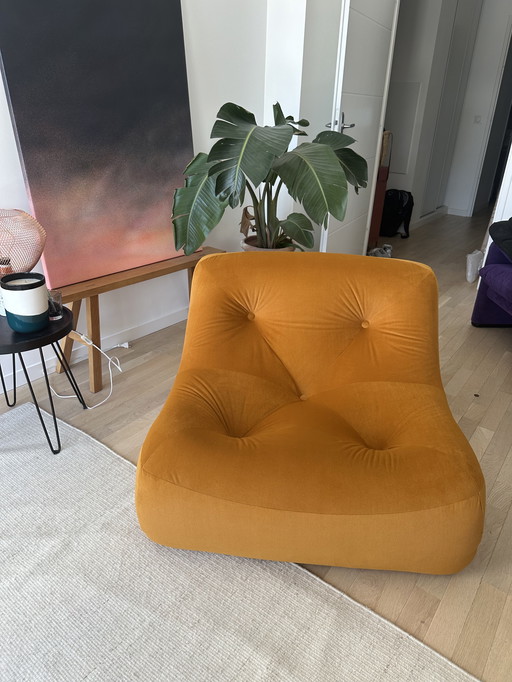 Ligne roset kali copper velvet armchair