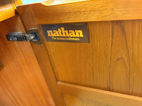 Image 1 of Mid-Century Retro Vintage Teak Sideboard by Nathan 1960s    Square Design • Two Doors • British Design Classic    A striking mid