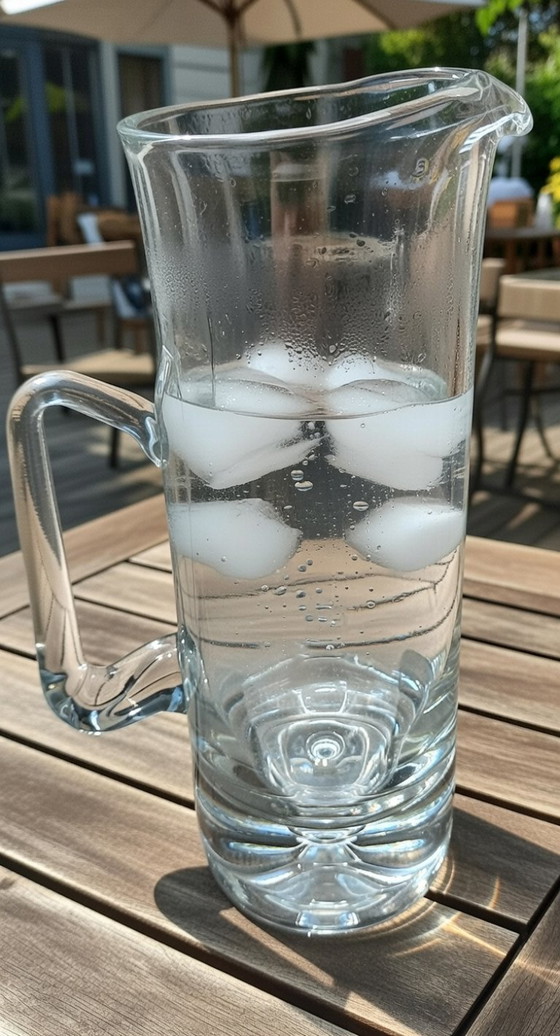 Image 1 of (023) Carafe à jus/à eau vintage en cristal soufflé à la main de Krosno, Pologne (Série Bonny)