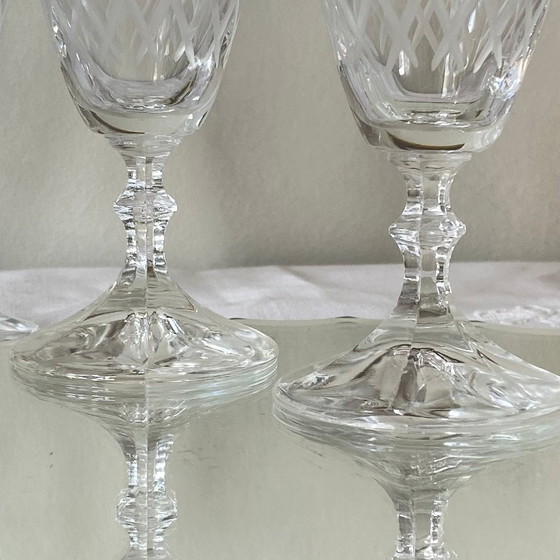 Image 1 of 6 Antique Engraved Champagne Flutes