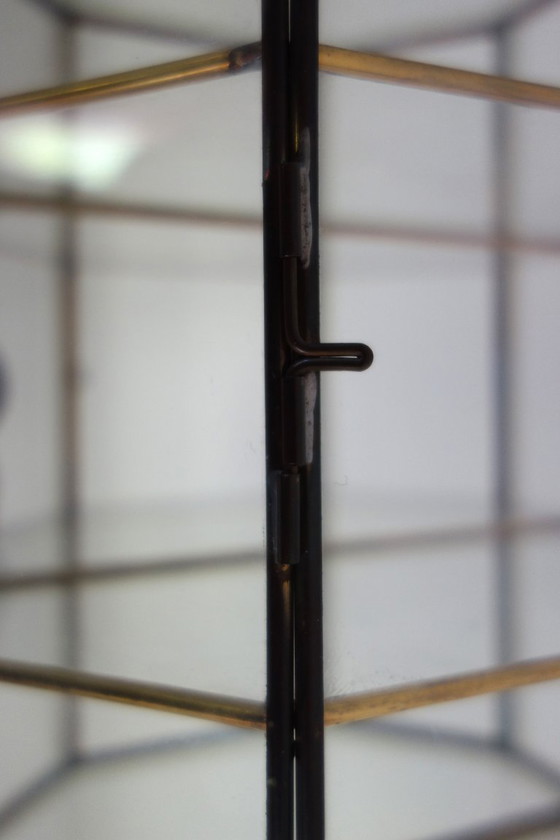 Vintage Wall Display Cabinet Glass, Brass and Mirror (photo 8 of 11)