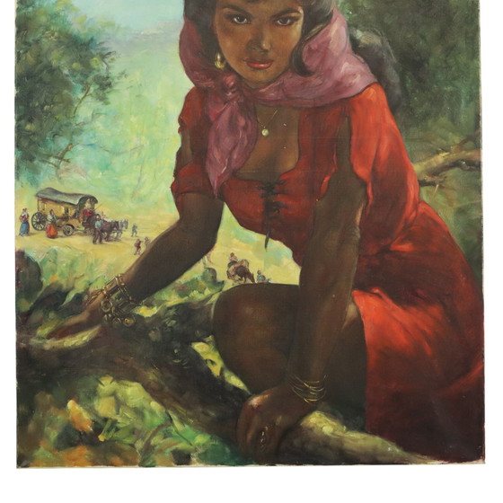 Image 1 of Grand tableau Jeune femme gitane 1964