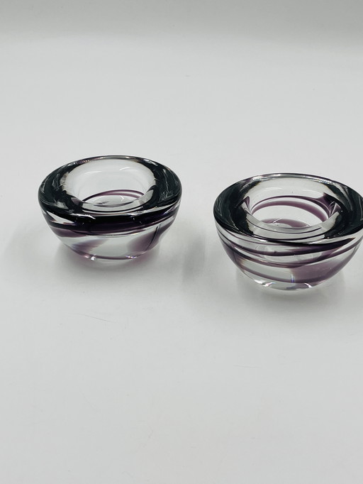 Set of two Kosta boda candleholders by Anna Ehrner