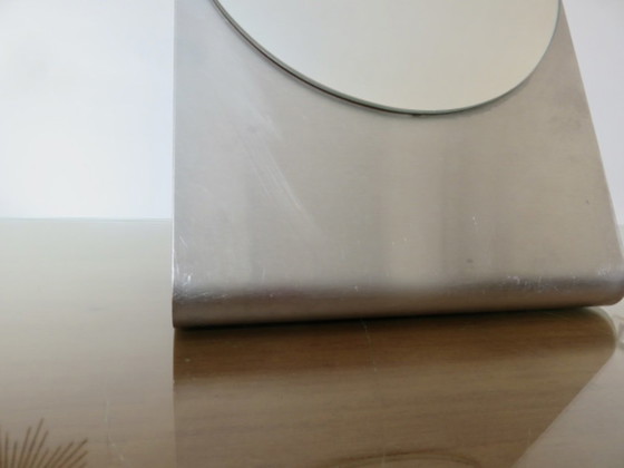 Stainless Steel Table Mirror, France, 1970, Metal, Glass, Silver, Modern (photo 5 of 13)