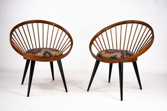 Image 1 of Pair of Yngve Ekström Circle Chairs for Swedese, Sweden 1950s – Original Upholstery