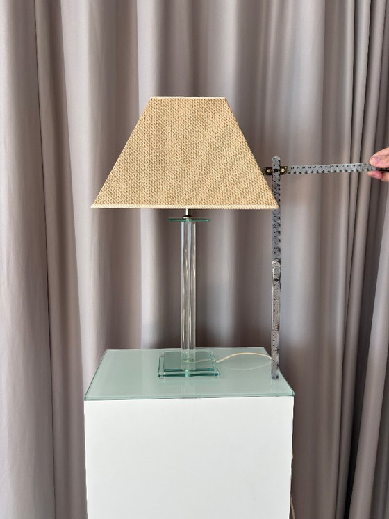 Vintage Hollywood Regency Acrylic Table Lamp With Original Woven Shade – Plastic (photo 14 of 14)
