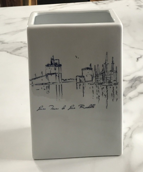 Image 1 of Rectangular Vase "The Towers of La Rochelle" France