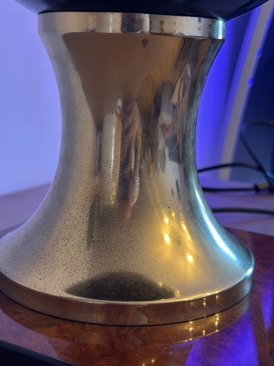 Image 1 of Vintage Hollywood Regency style table lamp in walnut and brass, 1970s