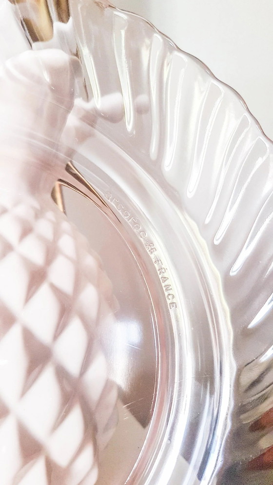 6 Piatti Fondi in Vetro Rosa Luminarc Rosaline Modello Depressione – Stoviglie, Glass, Vintage (photo 5 of 10)