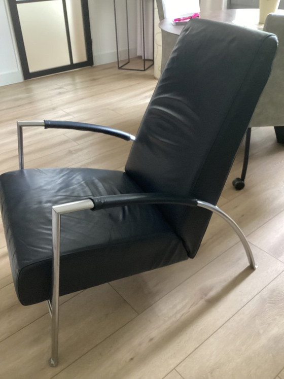 Harvink Dunkelblauer Club Relax-Sessel – Leather (photo 4 of 5)
